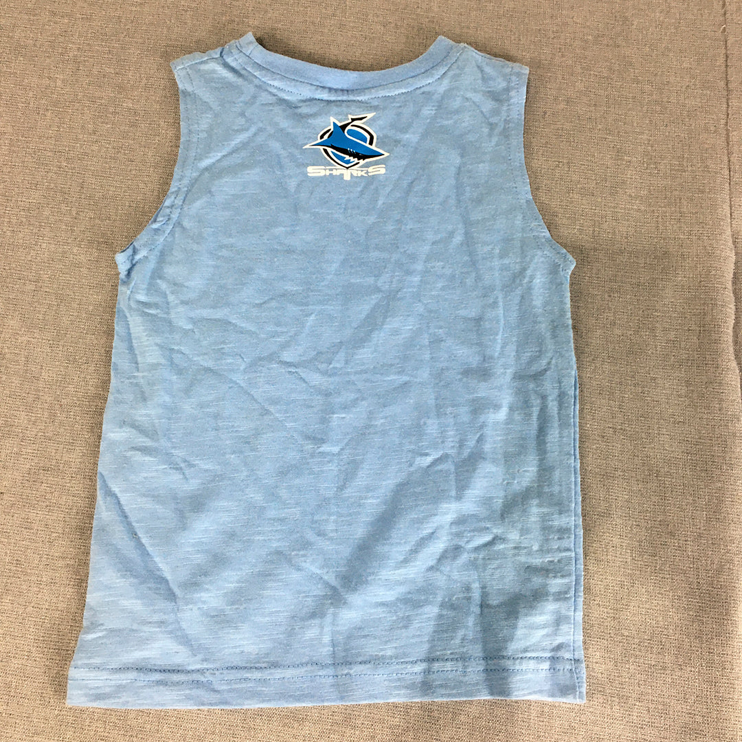 Cronulla Sharks Kids Boys Tank Top Size 3 Toddler Blue NRL Rugby League