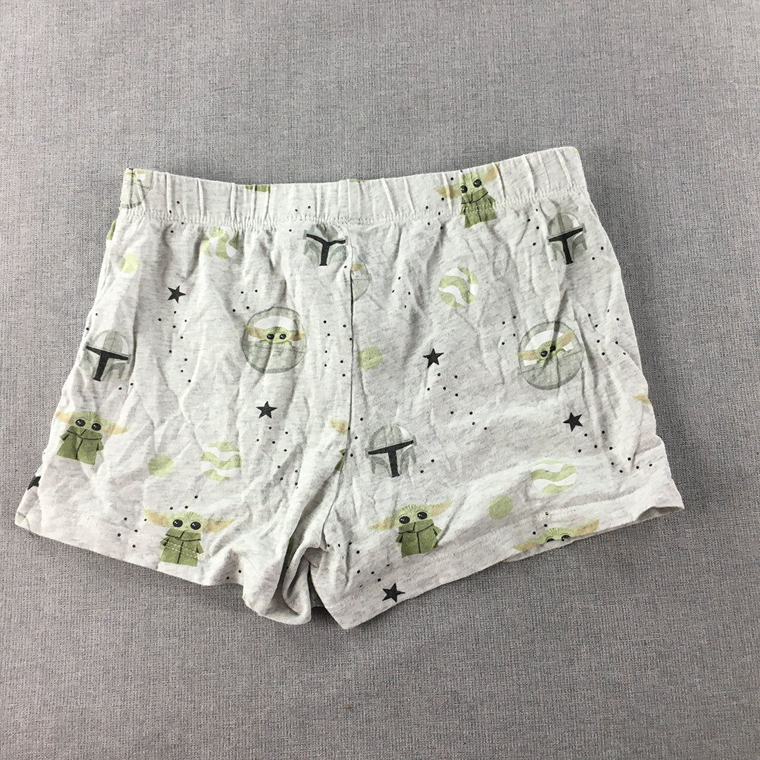 Star Wars Kids Pajama Shorts Size 10 Grey Baby Yoda Elastic Waist Sleepwear