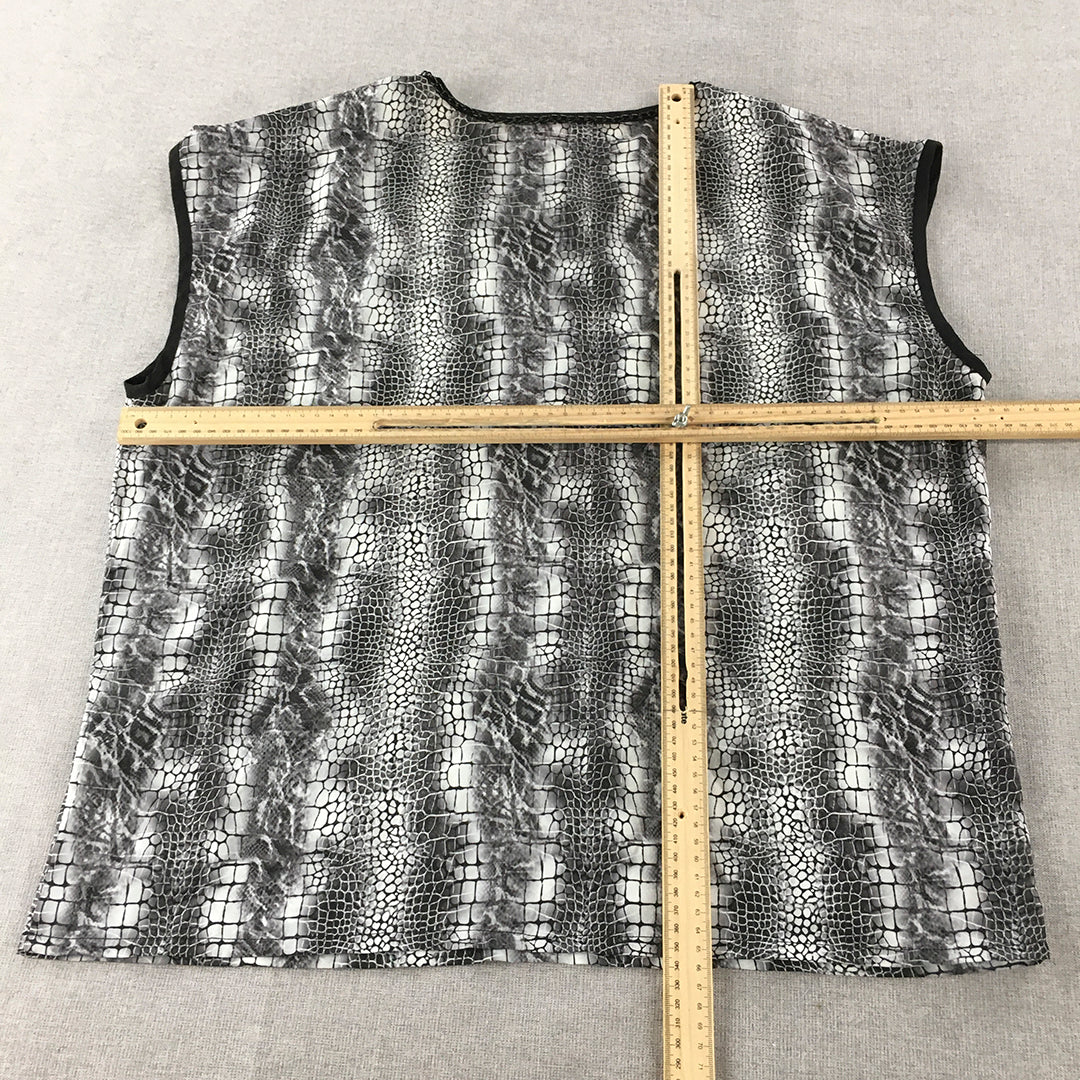 Wayne Cooper Womens Top Size 14 Grey Snakeskin Pattern Sleeveless Blouse