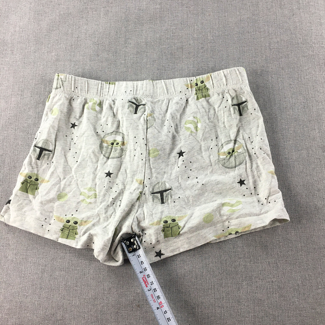 Star Wars Kids Pajama Shorts Size 10 Grey Baby Yoda Elastic Waist Sleepwear