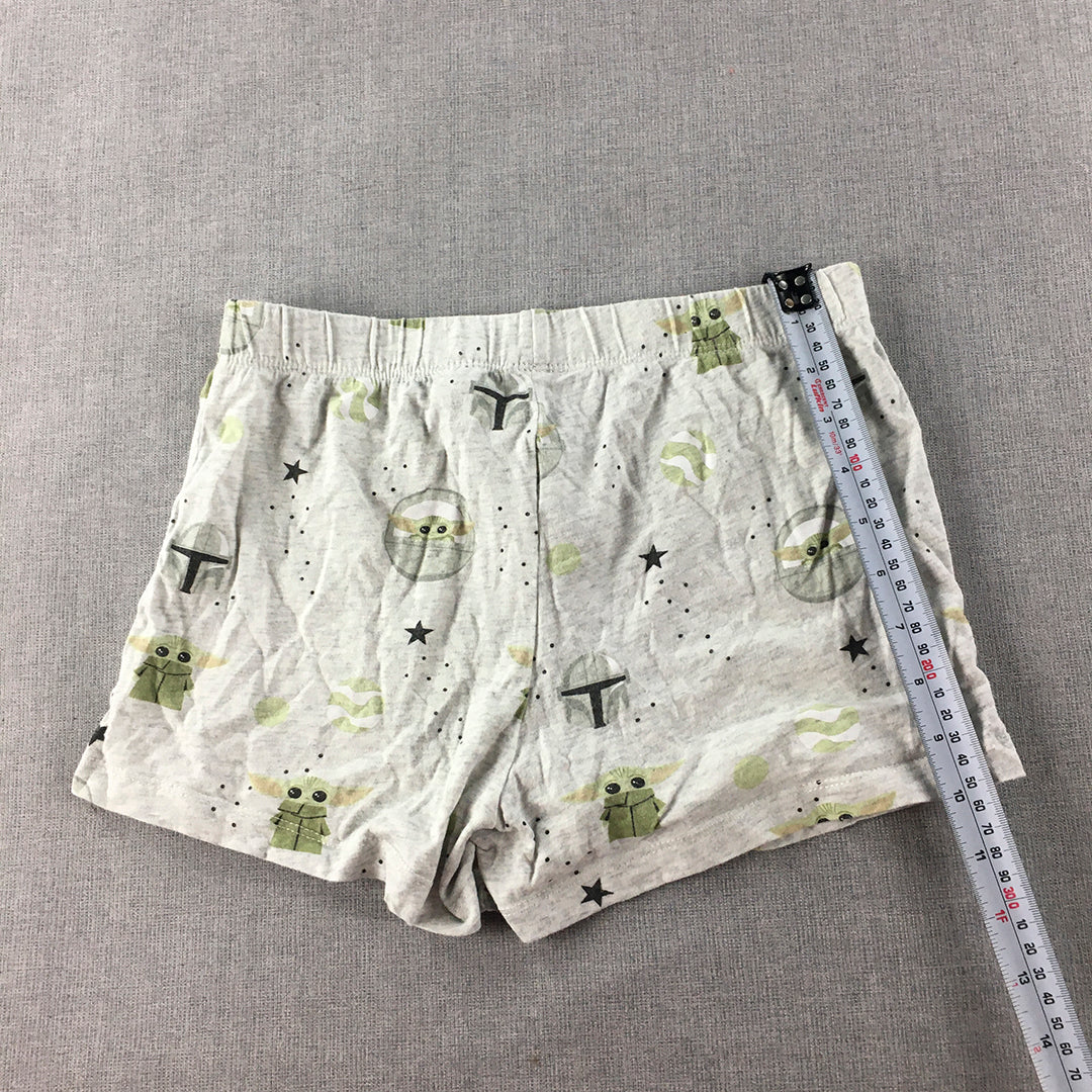 Star Wars Kids Pajama Shorts Size 10 Grey Baby Yoda Elastic Waist Sleepwear