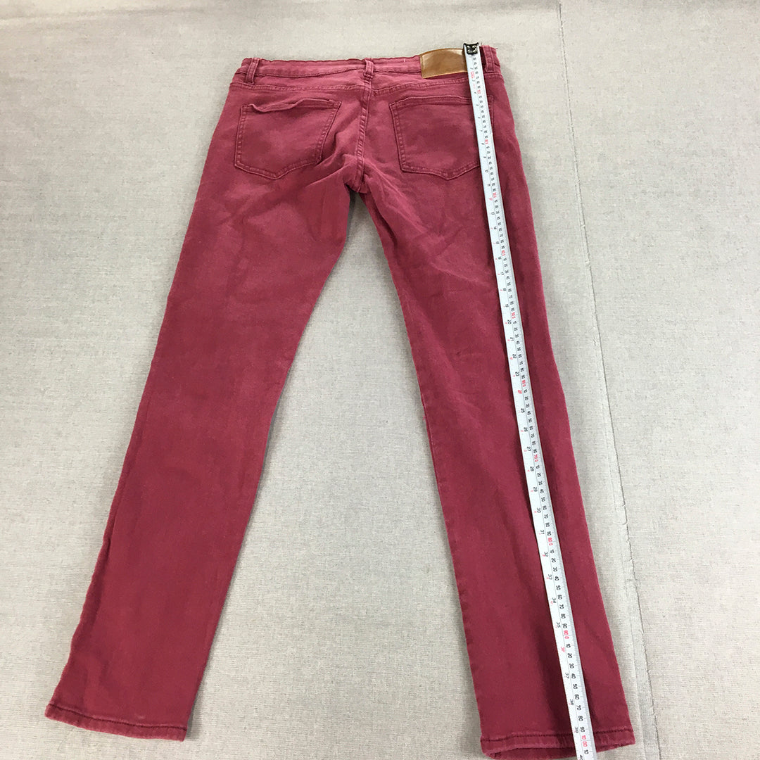 Waimea Mens Skinny Jeans Size 32 Red Stretch Denim