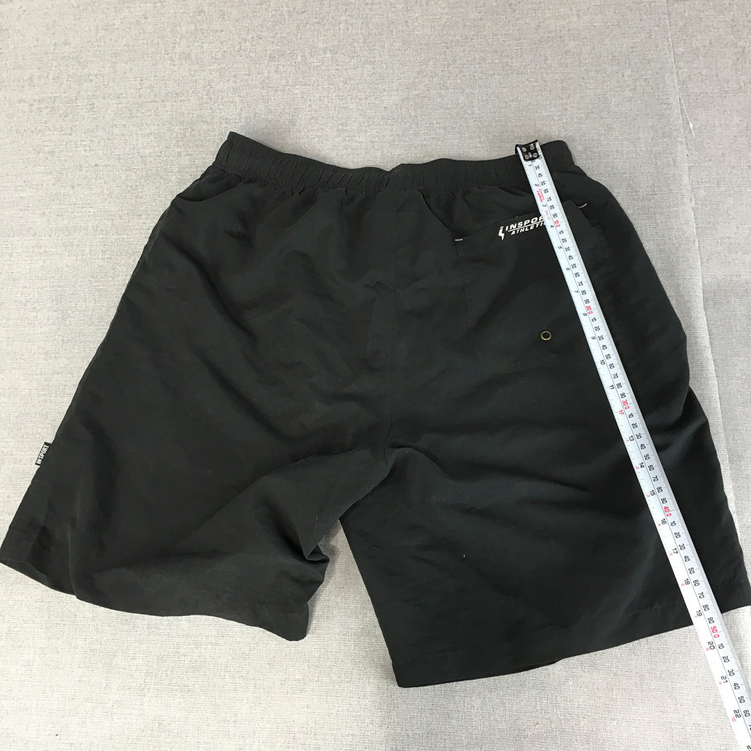 Insport Mens Shorts Size M Black Elastic Waist Pockets