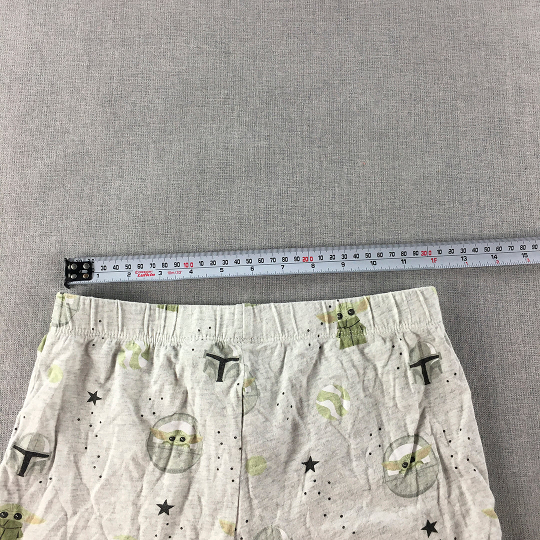 Star Wars Kids Pajama Shorts Size 10 Grey Baby Yoda Elastic Waist Sleepwear