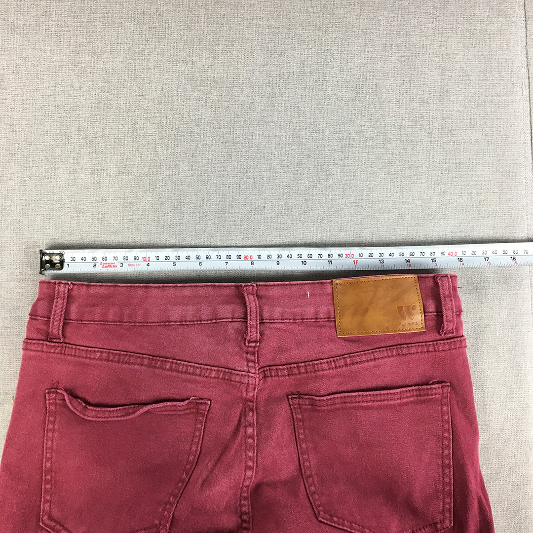 Waimea Mens Skinny Jeans Size 32 Red Stretch Denim