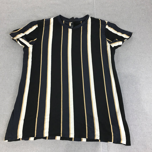 H&M Mens T-Shirt Size M Black White Striped Short Sleeve Crew Neck Tee