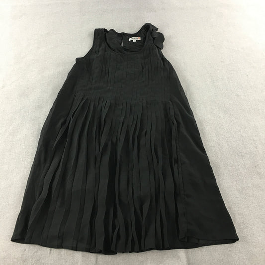 Striking Womens Pleated Mini Dress Size 10 Black A-Line Sleeveless