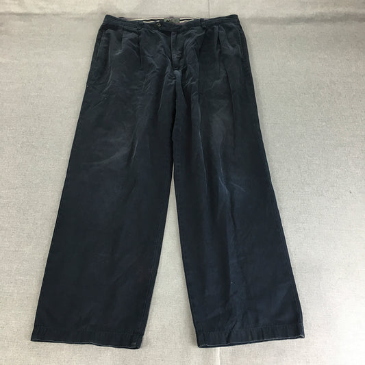 Vintage Country Road Mens Pants Size 38 Navy Blue Pleated Straight Leg Chino