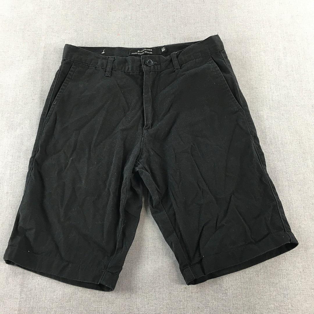 Giordano Mens Bermuda Shorts Size 30 Black Pockets Casual Walking