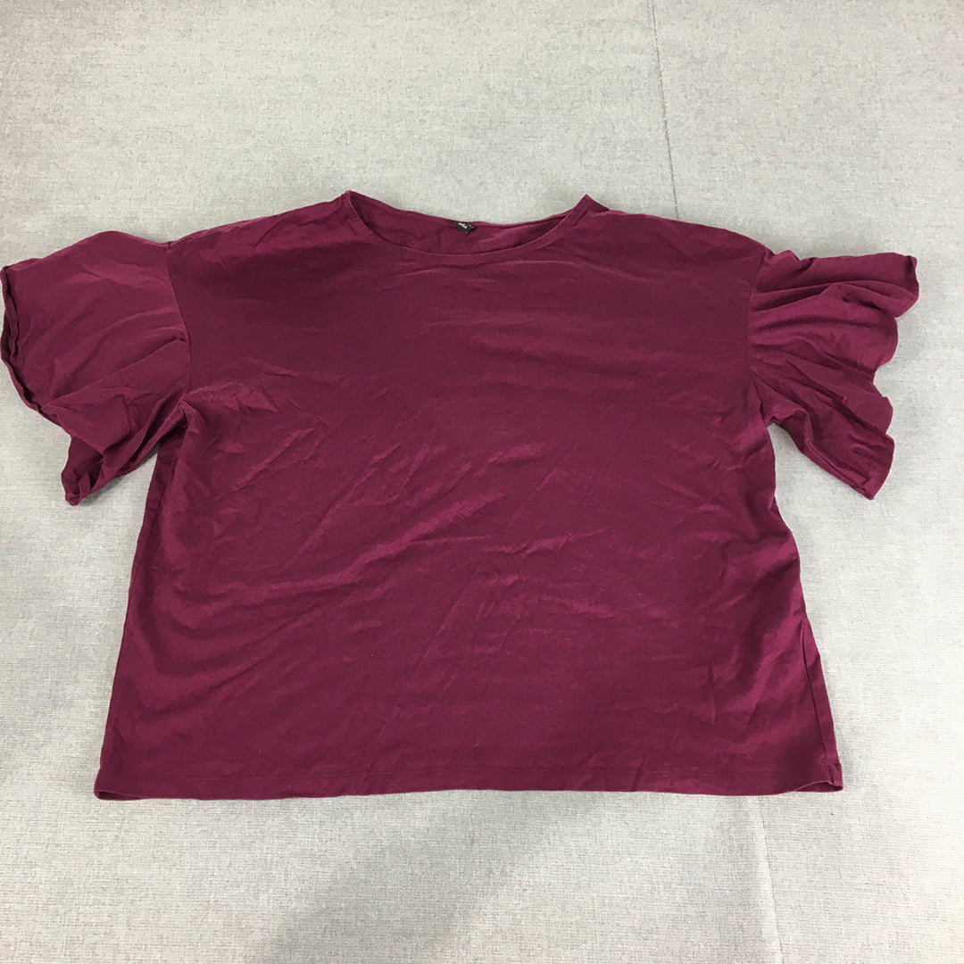 Uniqlo Womens Top Size L Purple Short Sleeve Shirt