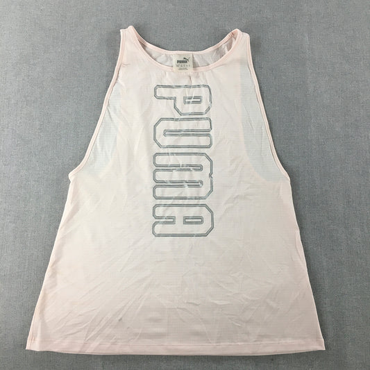 Puma Womens Tank Top Size M Pink Big Logo Sleeveless Singlet Shirt