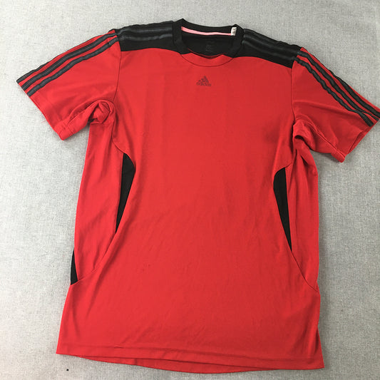 Adidas Mens T-Shirt Size M Red Logo Crew Neck Short Sleeve Tee