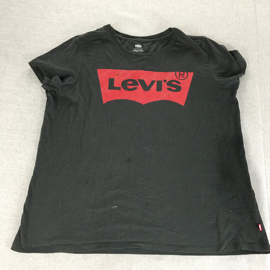 Levi's Womens T-Shirt Size XL Black Red Logo Short Sleeve Top