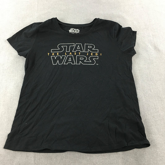 Star Wars Womens T-Shirt Size 14 Black The Last Jedi Logo Short Sleeve Top