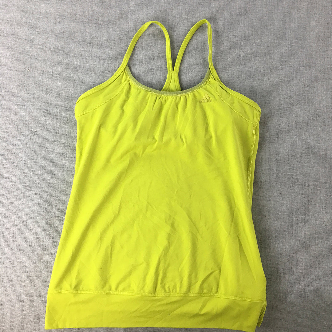 Adidas Womens Tank Top Size 10 Yellow Sleeveless Activewear Singlet Shirt