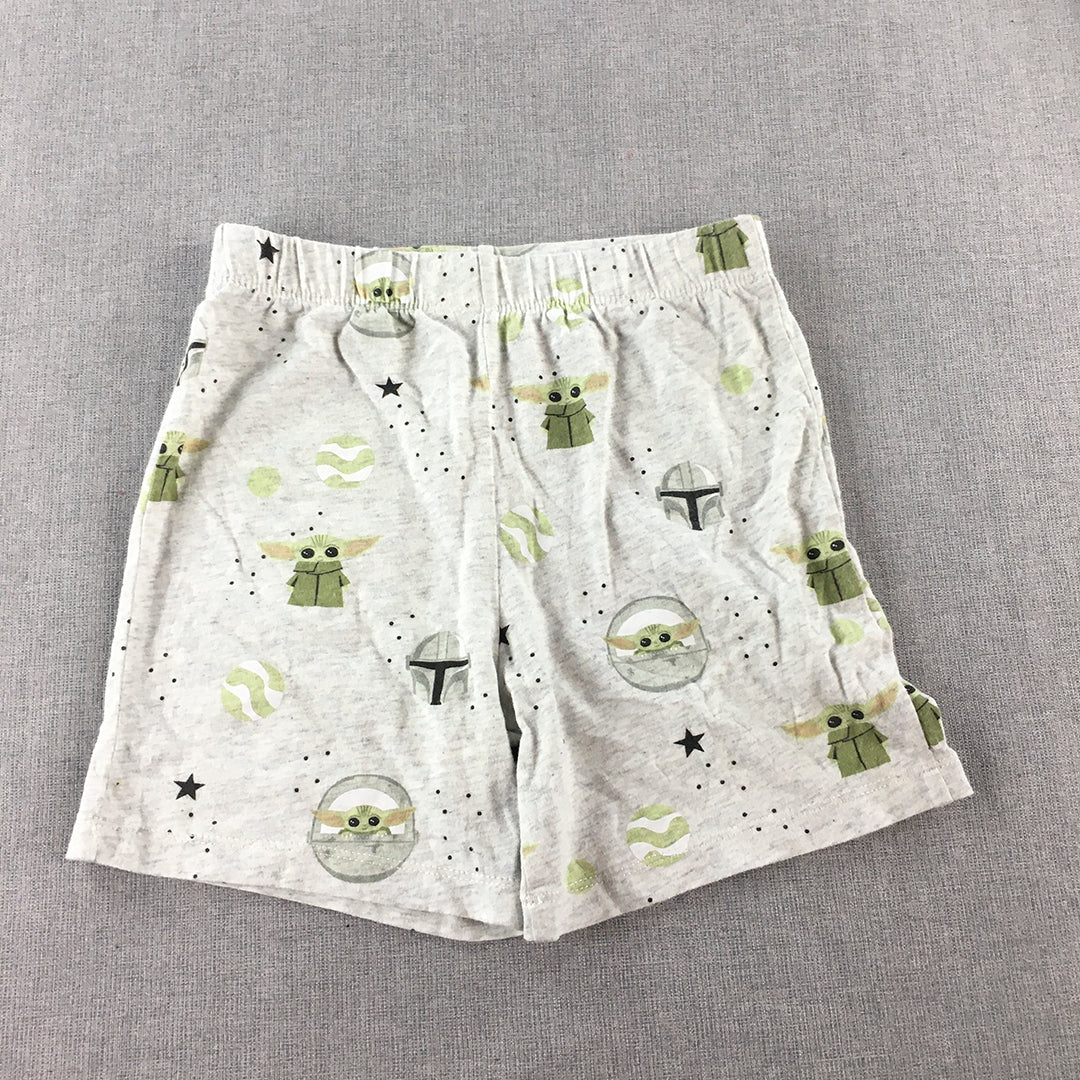 Star Wars Kids Pajama Shorts Size 7 Grey Baby Yoda Elastic Waist Sleepwear