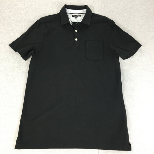 Banana Republic Mens Polo Shirt Size M TALL Black Collared Pocket Rugby