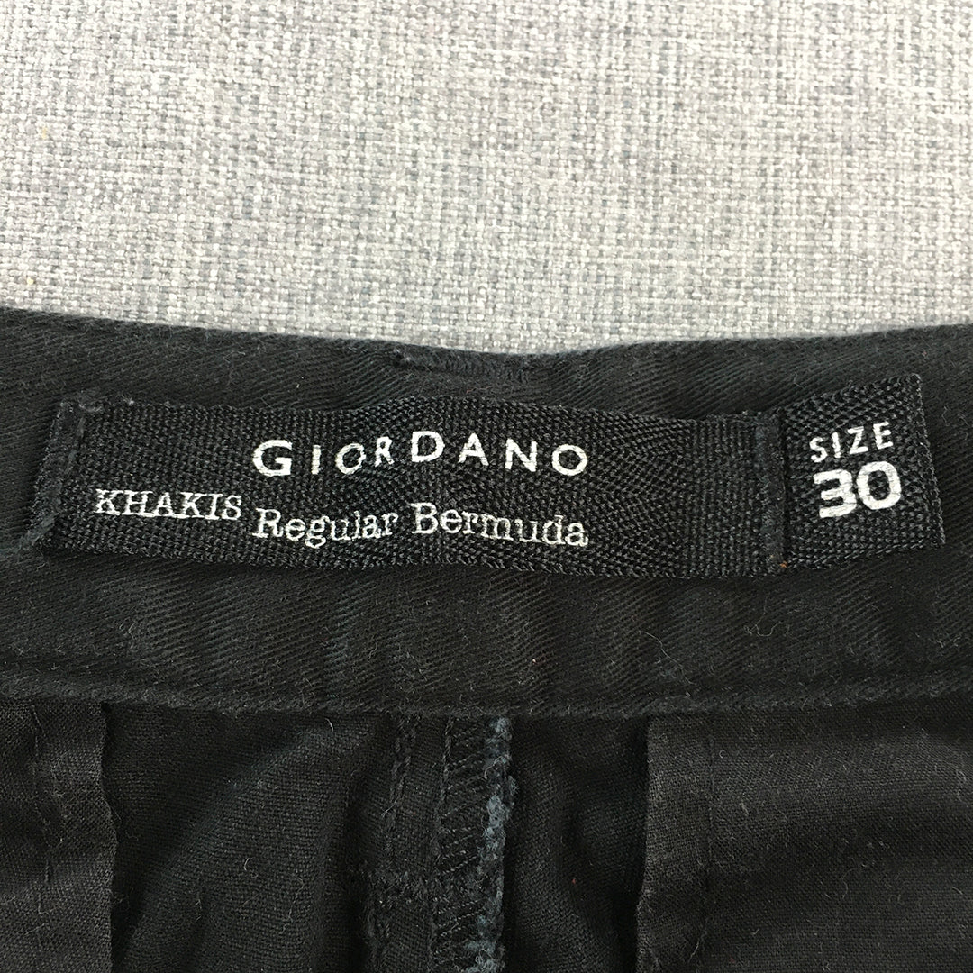 Giordano Mens Bermuda Shorts Size 30 Black Pockets Casual Walking