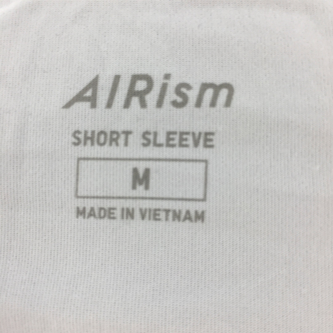 Uniqlo AIRism Mens T-Shirt Size M V-Neck Short Sleeve Tee White