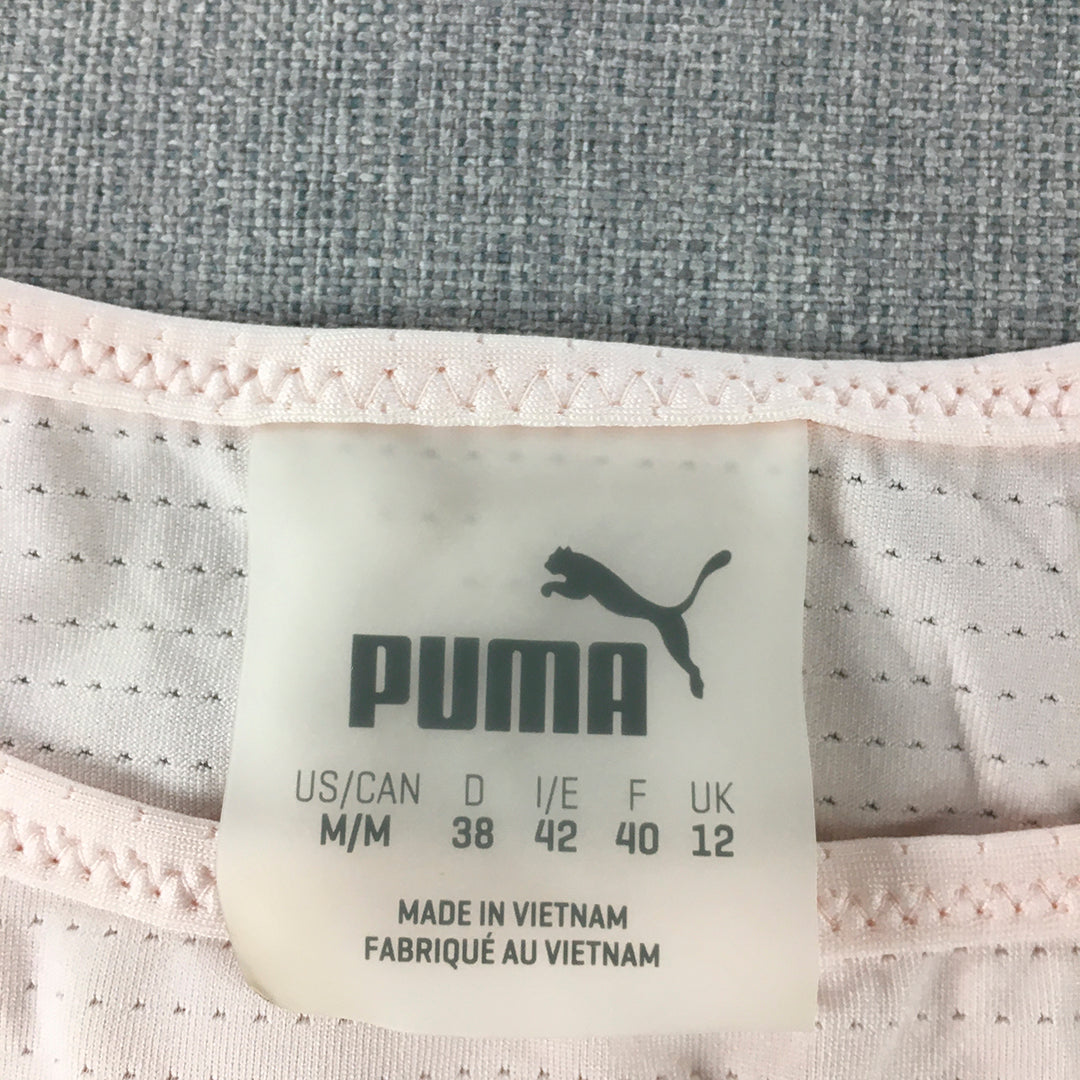 Puma Womens Tank Top Size M Pink Big Logo Sleeveless Singlet Shirt