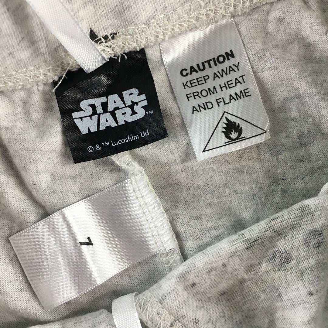 Star Wars Kids Pajama Shorts Size 7 Grey Baby Yoda Elastic Waist Sleepwear