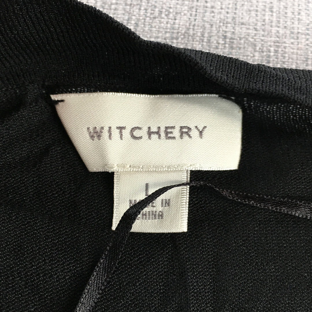 Witchery Womens Knit Cardigan Size L Black Waterfall Front Long Sleeve