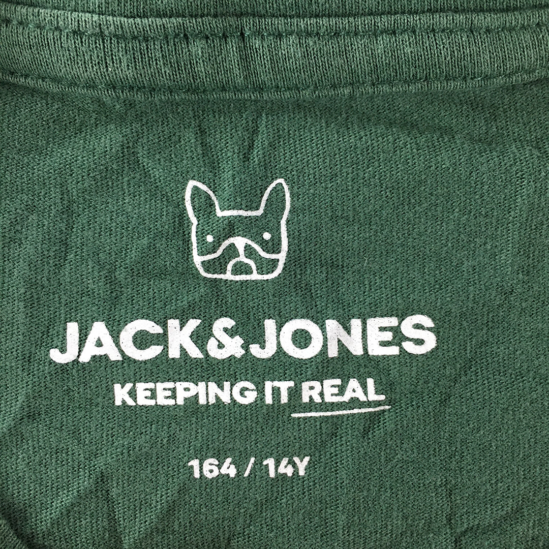 Jack & Jones Kids Boys T-Shirt Size 14 Years Green Logo Short Sleeve Top