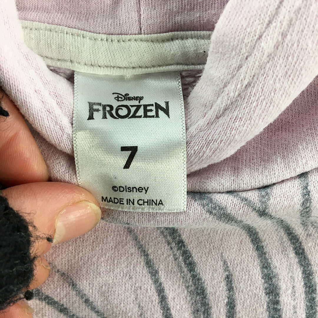 Disney Frozen Kids Girls Hoodie Sweater Dress Size 7 Pink Elsa Jumper