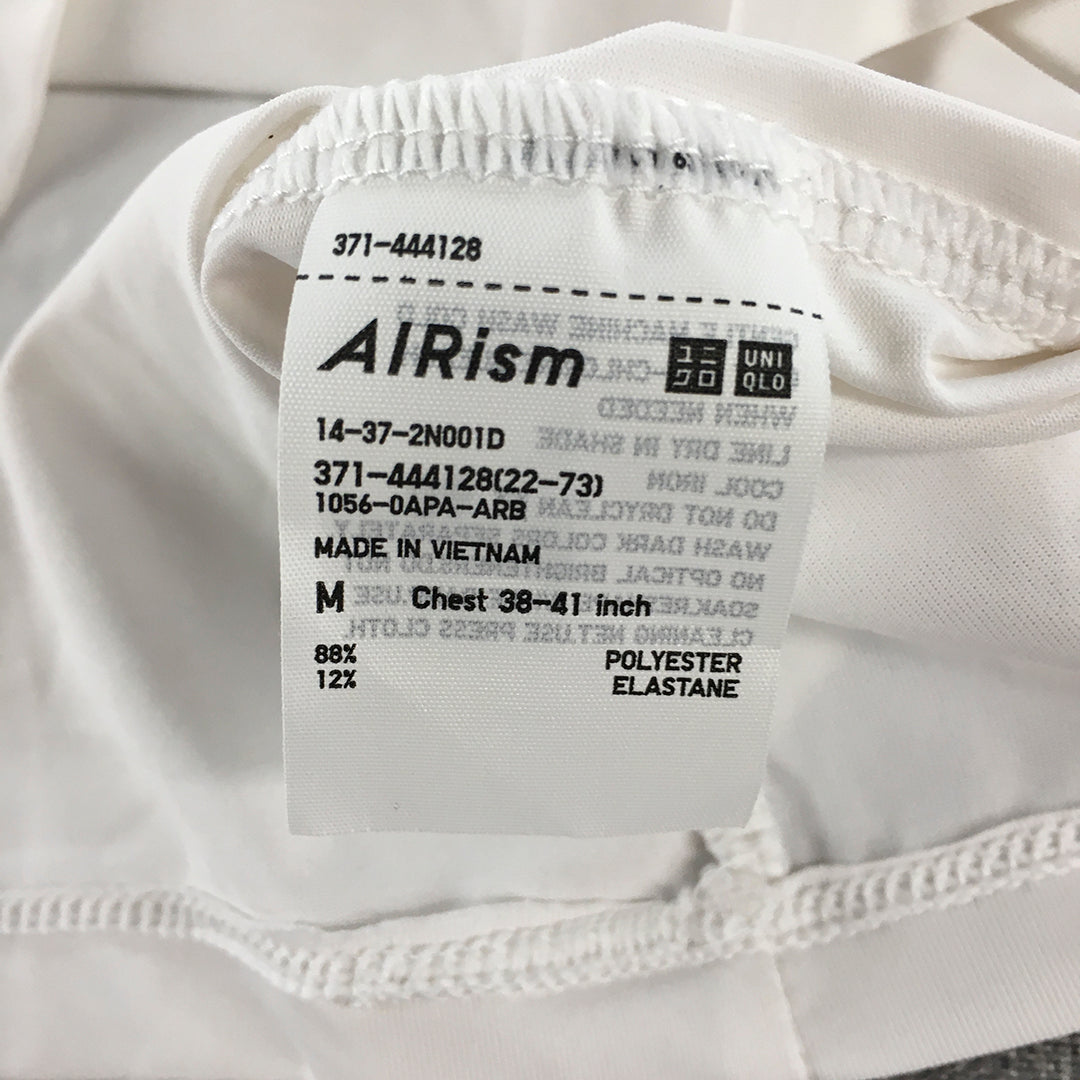 Uniqlo AIRism Mens T-Shirt Size M V-Neck Short Sleeve Tee White