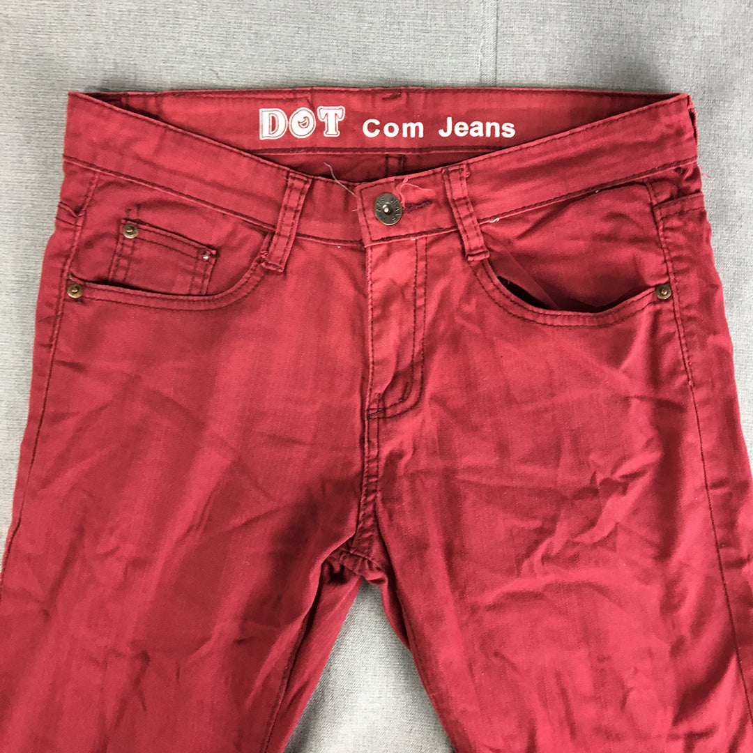 Dot Com Jeans Womens Size 29 (W29 x L28) Red Skinny Denim