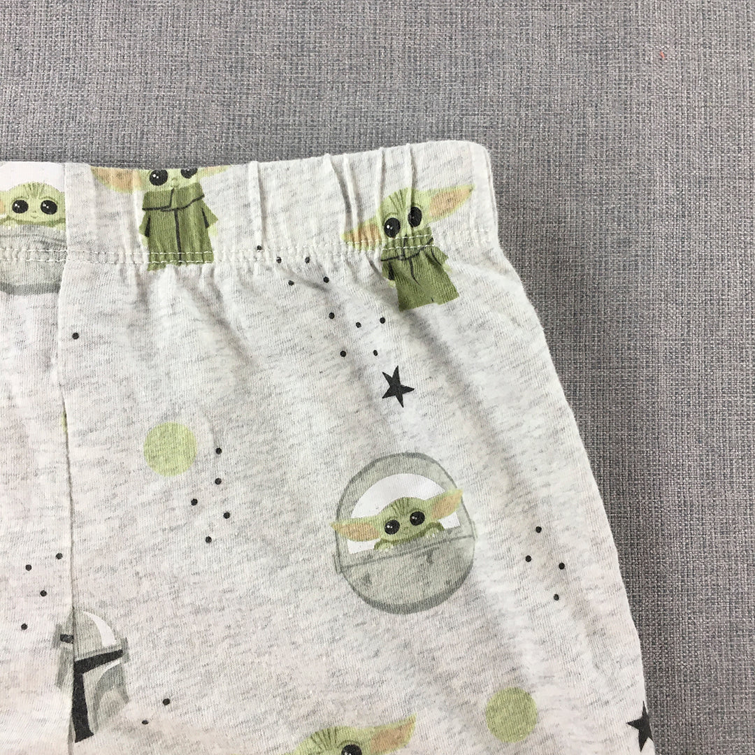 Star Wars Kids Pajama Shorts Size 7 Grey Baby Yoda Elastic Waist Sleepwear