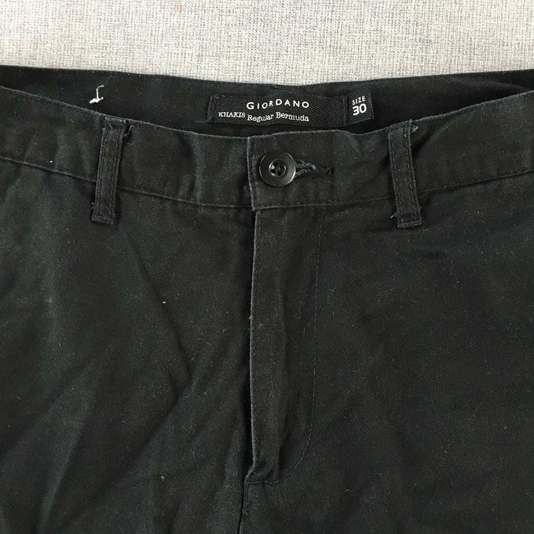 Giordano Mens Bermuda Shorts Size 30 Black Pockets Casual Walking