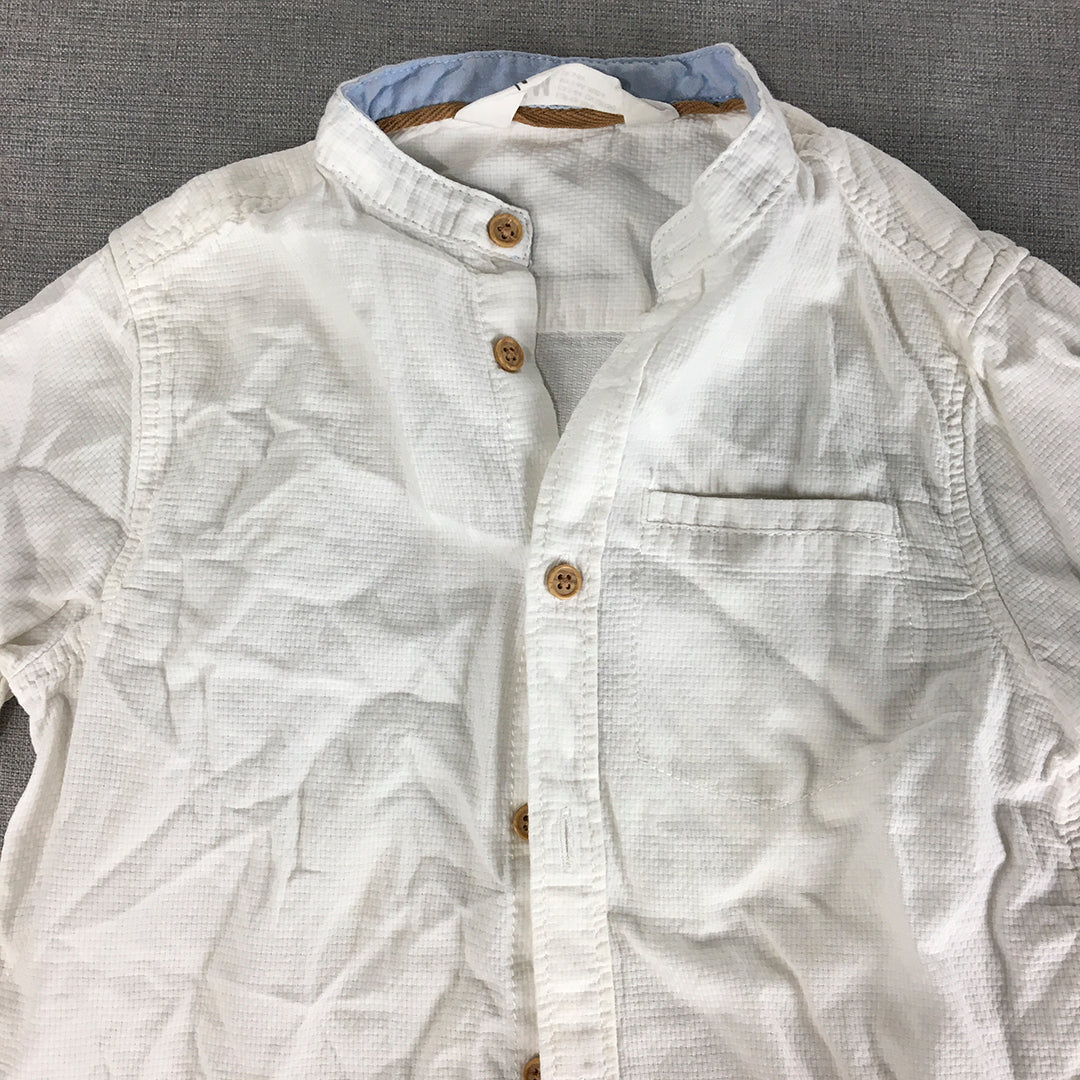 H&M Kids Boys Shirt Size 5 - 6 Years White Long Sleeve Button-Up