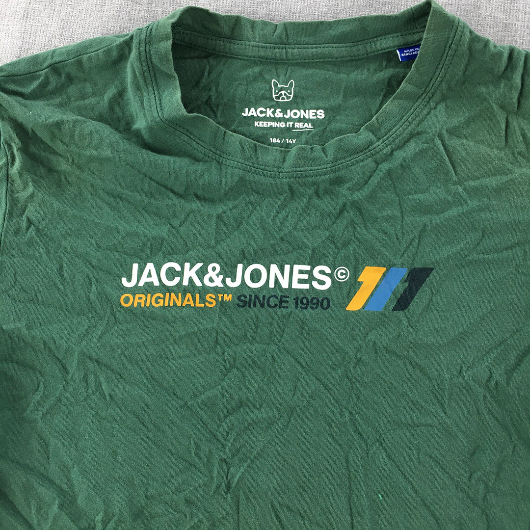 Jack & Jones Kids Boys T-Shirt Size 14 Years Green Logo Short Sleeve Top