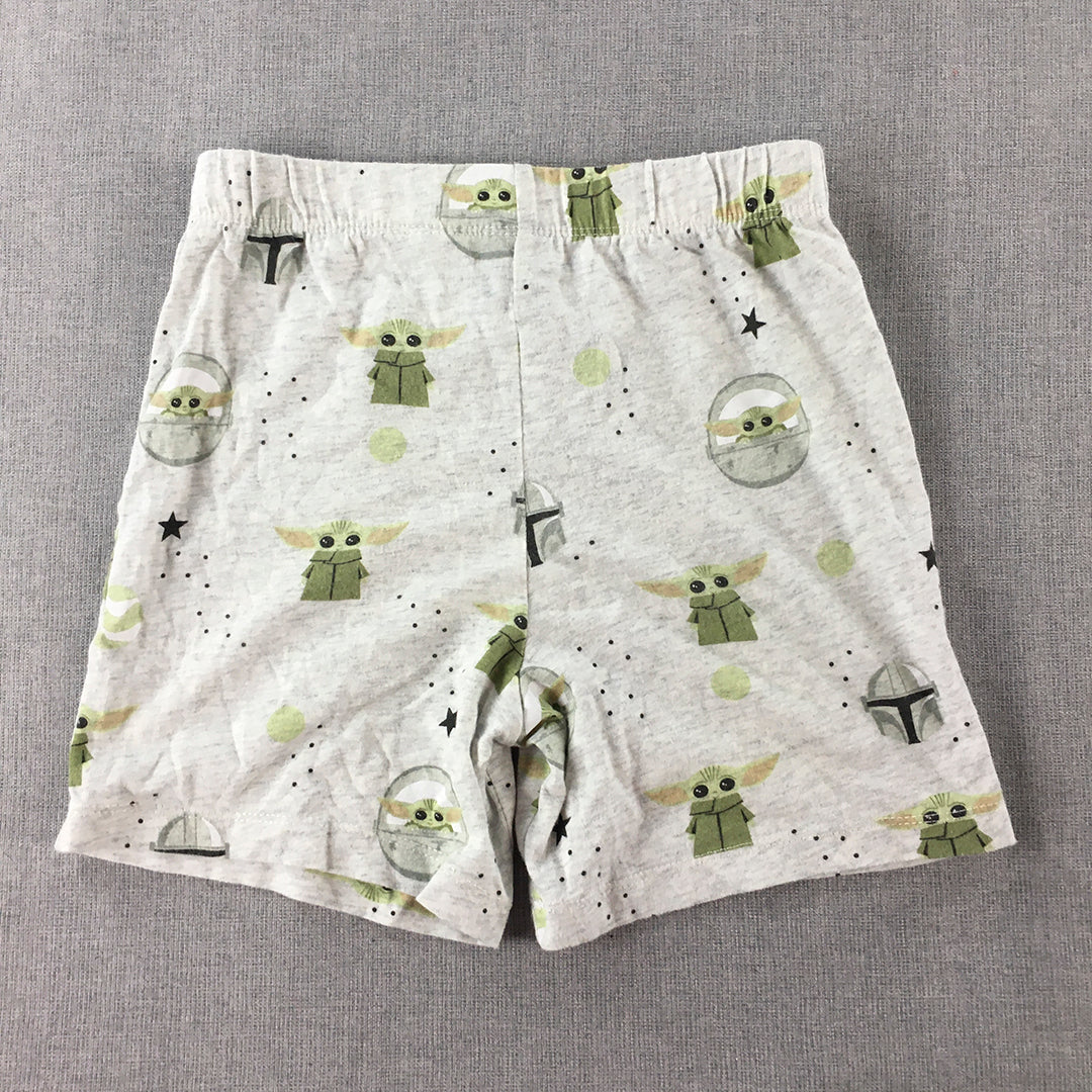 Star Wars Kids Pajama Shorts Size 7 Grey Baby Yoda Elastic Waist Sleepwear