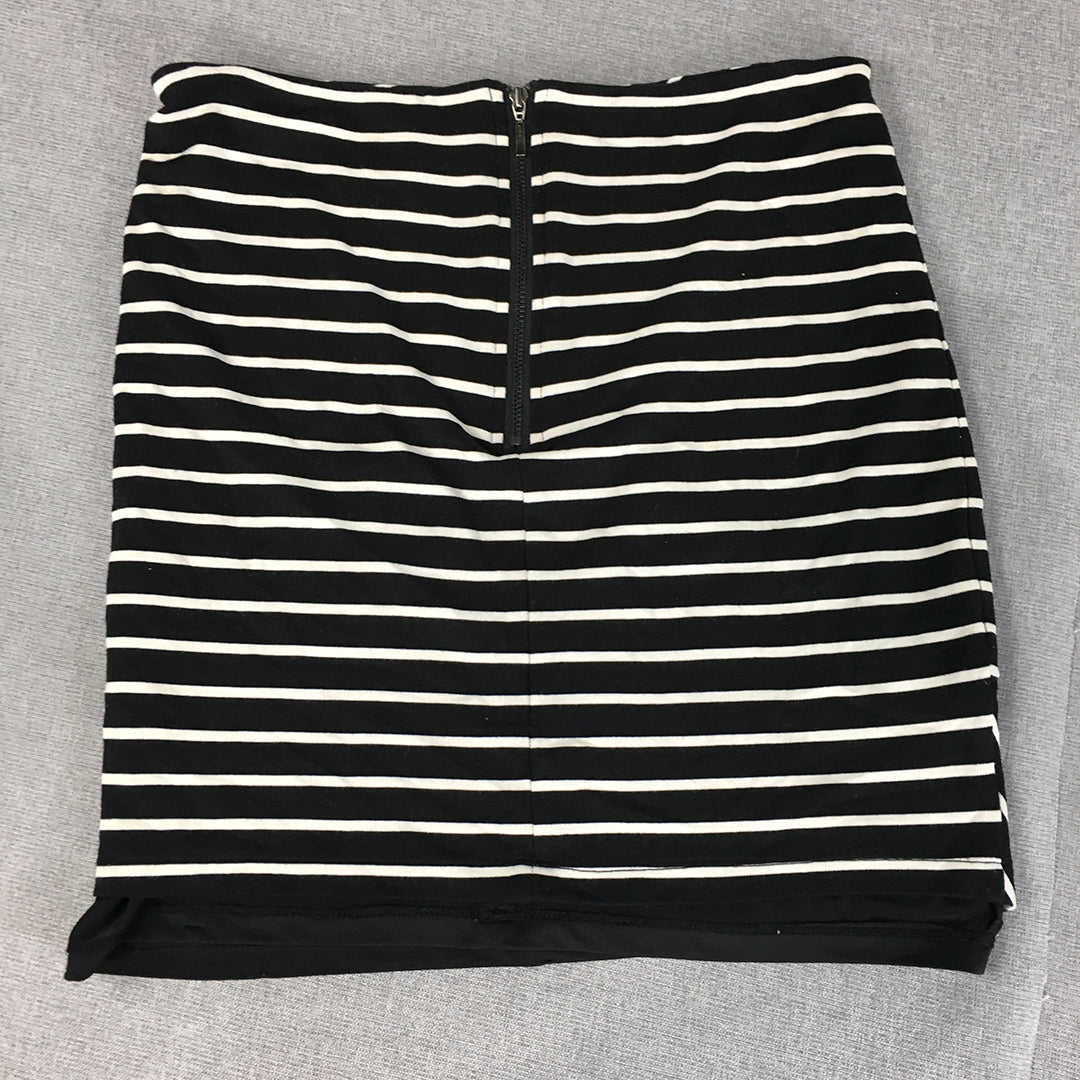 Forever New Womens Mini Skirt Size S Black Striped Back Zip