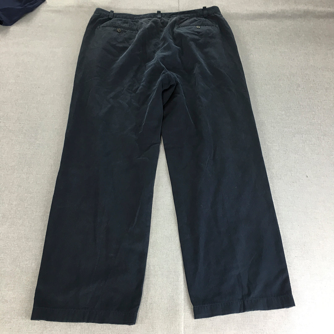 Vintage Country Road Mens Pants Size 38 Navy Blue Pleated Straight Leg Chino