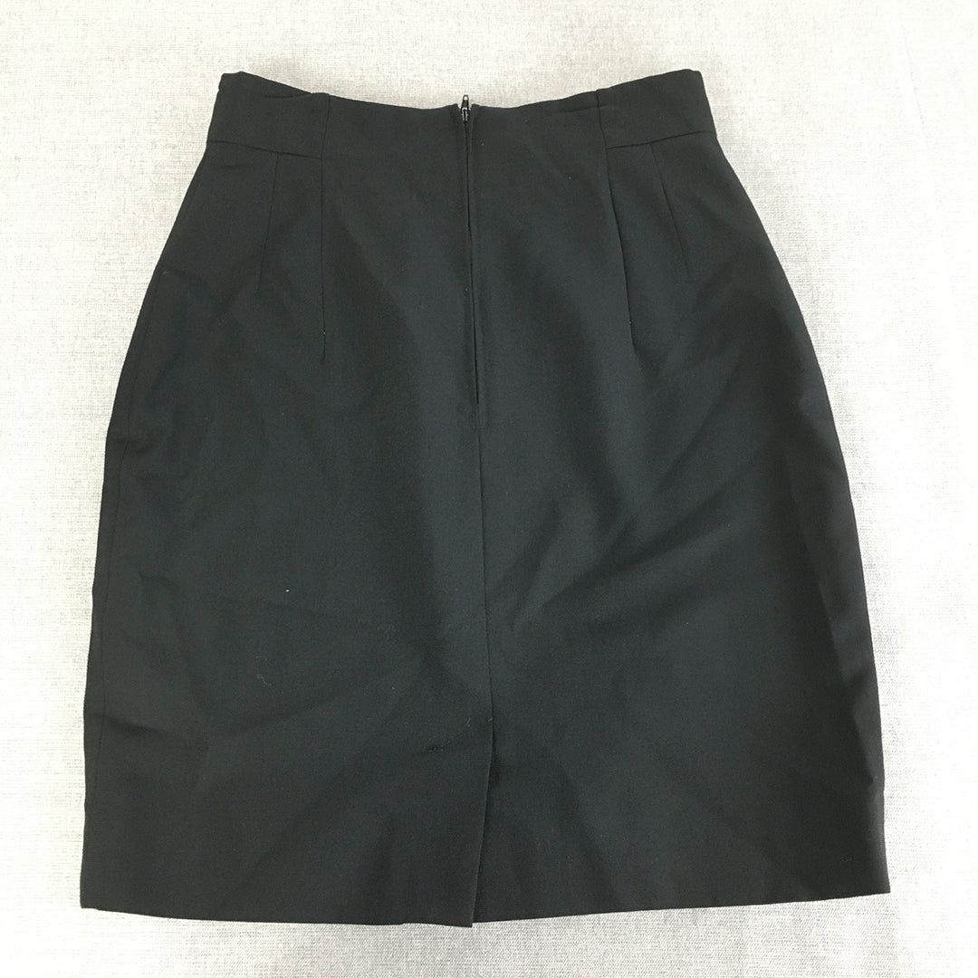 Vintage Bebe Womens 100% Wool Skirt Size 6 Black Pencil Straight Made In USA