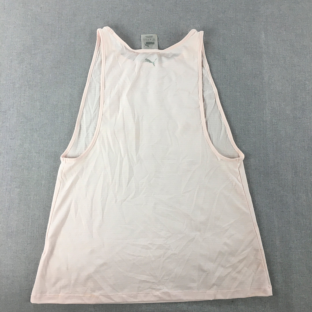 Puma Womens Tank Top Size M Pink Big Logo Sleeveless Singlet Shirt