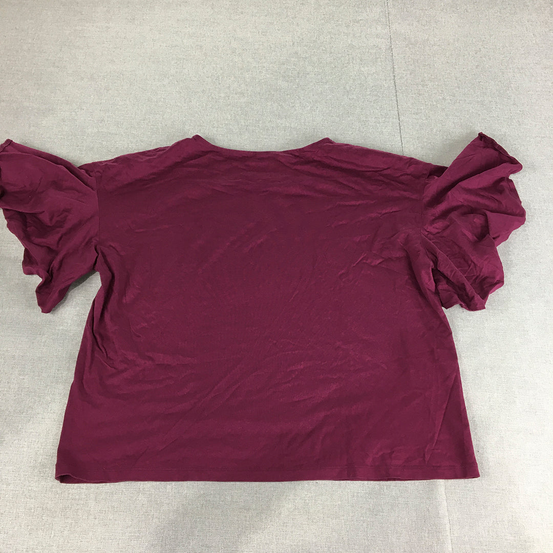 Uniqlo Womens Top Size L Purple Short Sleeve Shirt