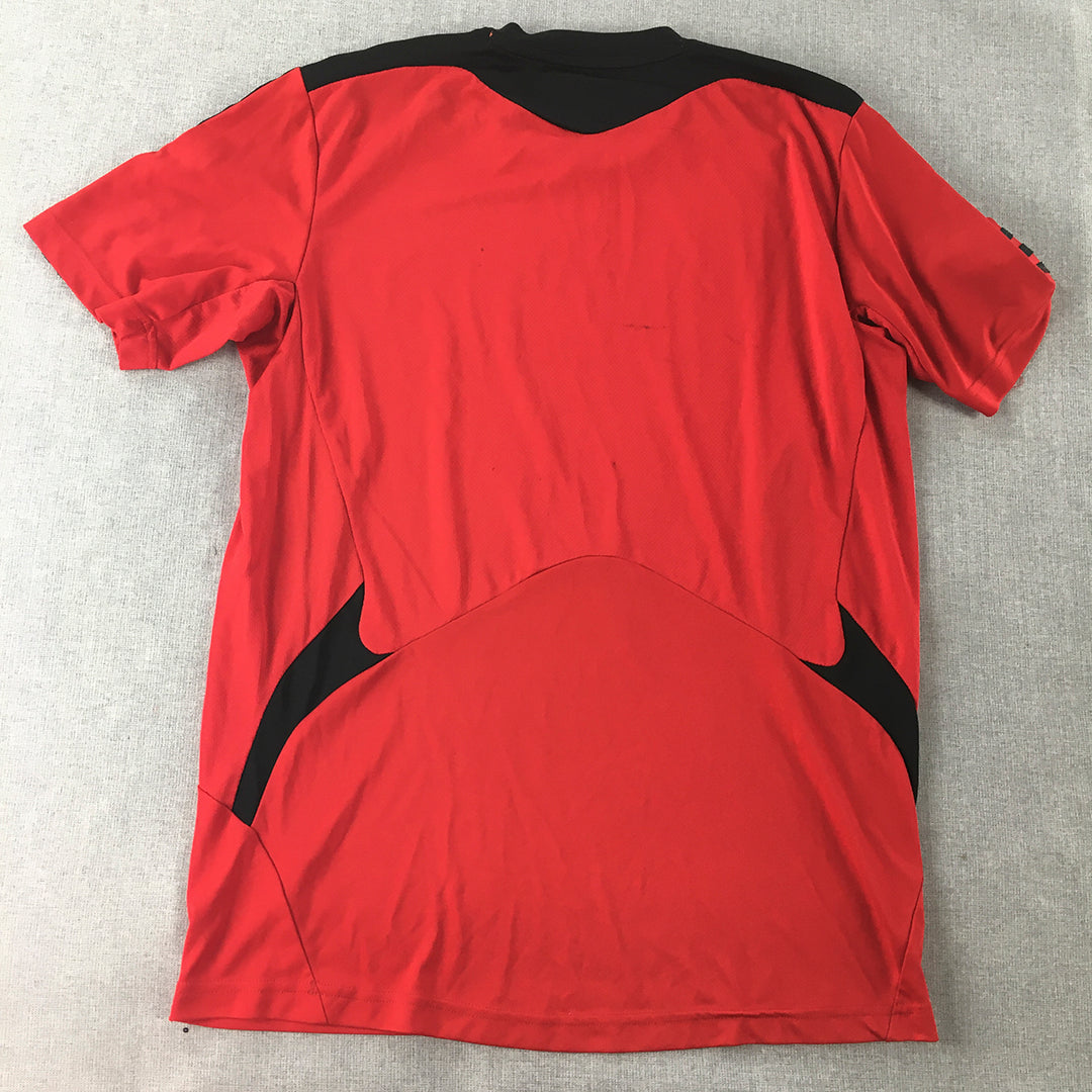 Adidas Mens T-Shirt Size M Red Logo Crew Neck Short Sleeve Tee