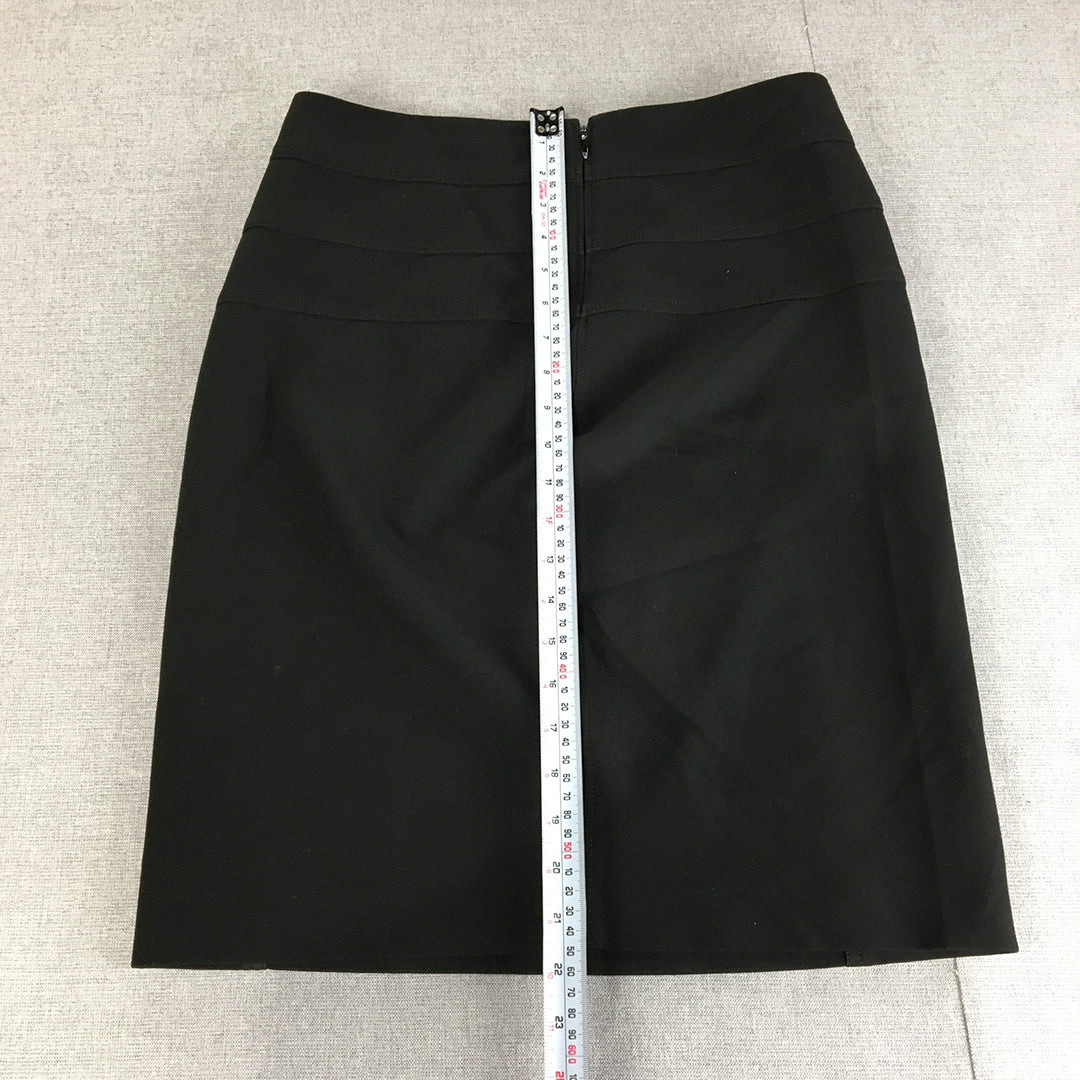 Diane von Furstenberg Womens Pencil Skirt Size 6 Black Straight Back Zip