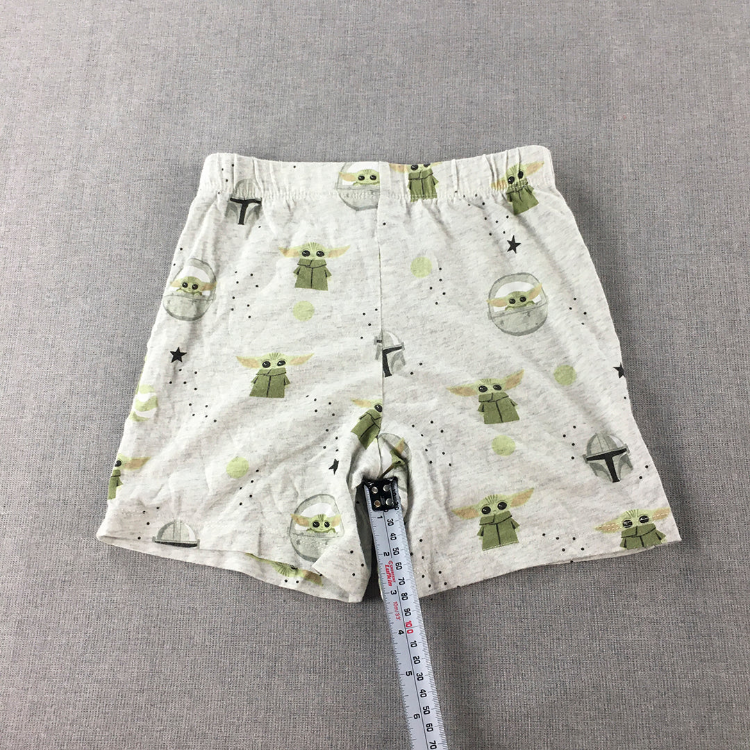 Star Wars Kids Pajama Shorts Size 7 Grey Baby Yoda Elastic Waist Sleepwear