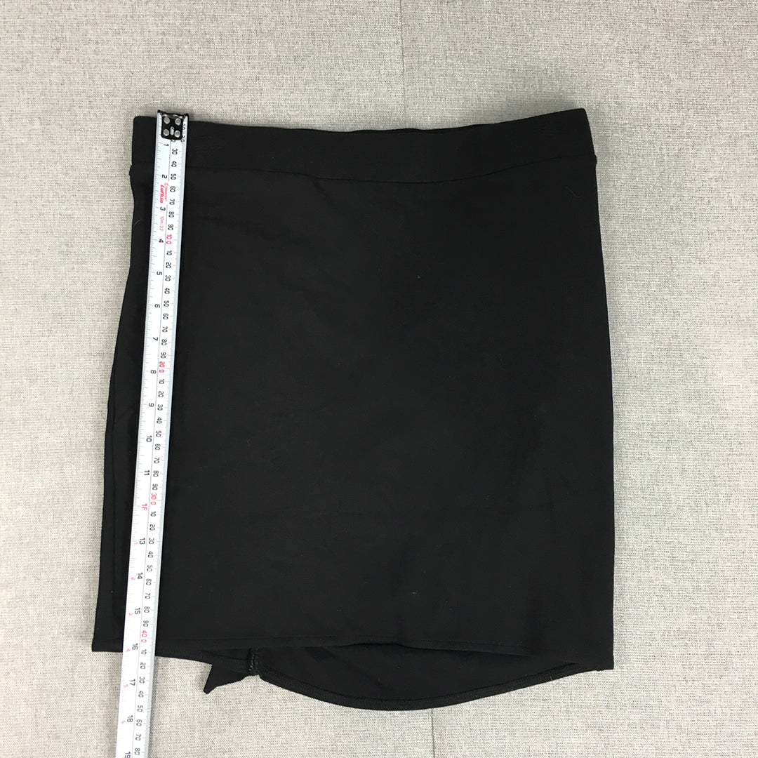 H&M Womens Mini Skirt Size S Black Ruched Straight Elastic Waist