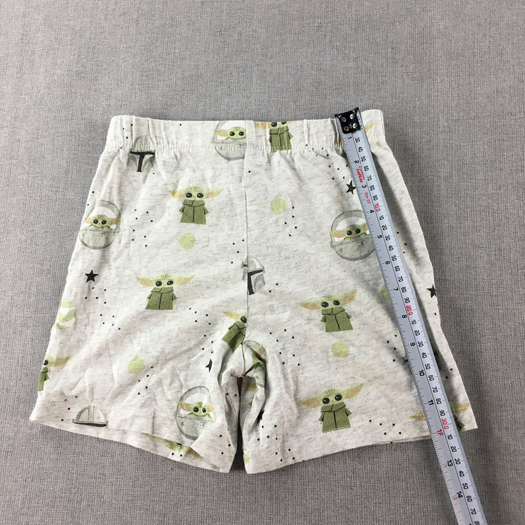 Star Wars Kids Pajama Shorts Size 7 Grey Baby Yoda Elastic Waist Sleepwear