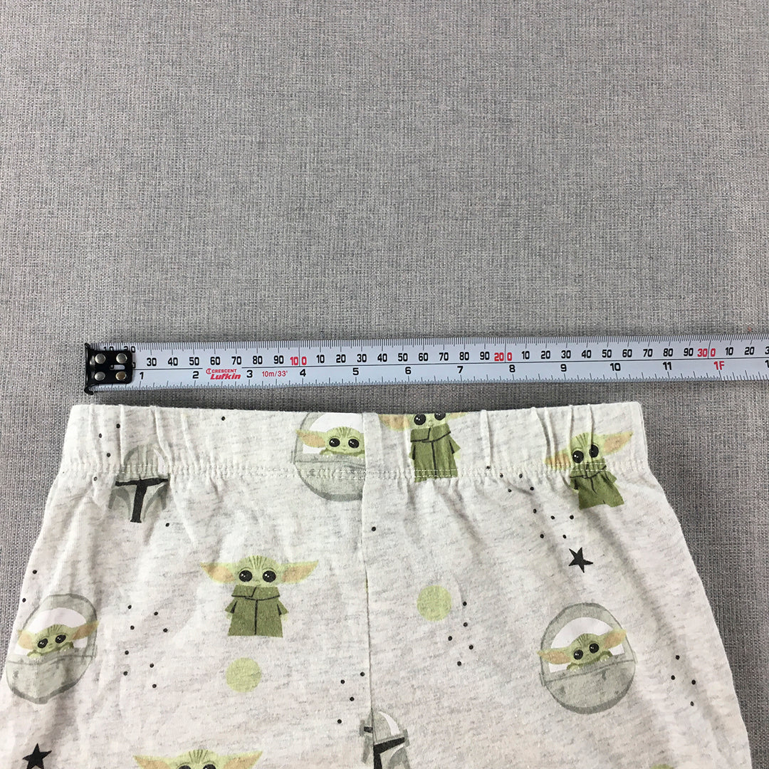 Star Wars Kids Pajama Shorts Size 7 Grey Baby Yoda Elastic Waist Sleepwear