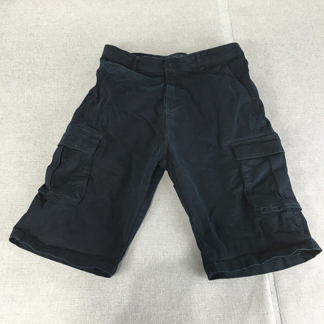 Highlander Mens Cargo Shorts Size 32 Navy Blue Utility Pockets