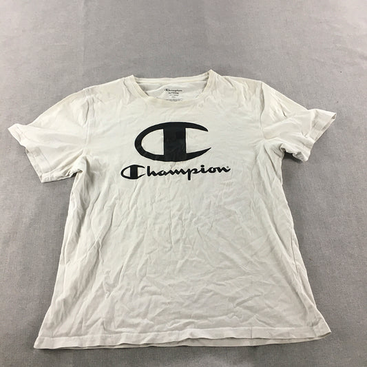 Champion Mens T-Shirt Size L Grey Logo Crew Neck Short Sleeve Tee