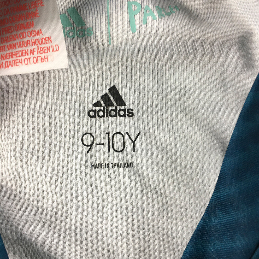 Adidas Kids Boys Tank Top Size 9 - 10 Years White Blue Logo Shirt