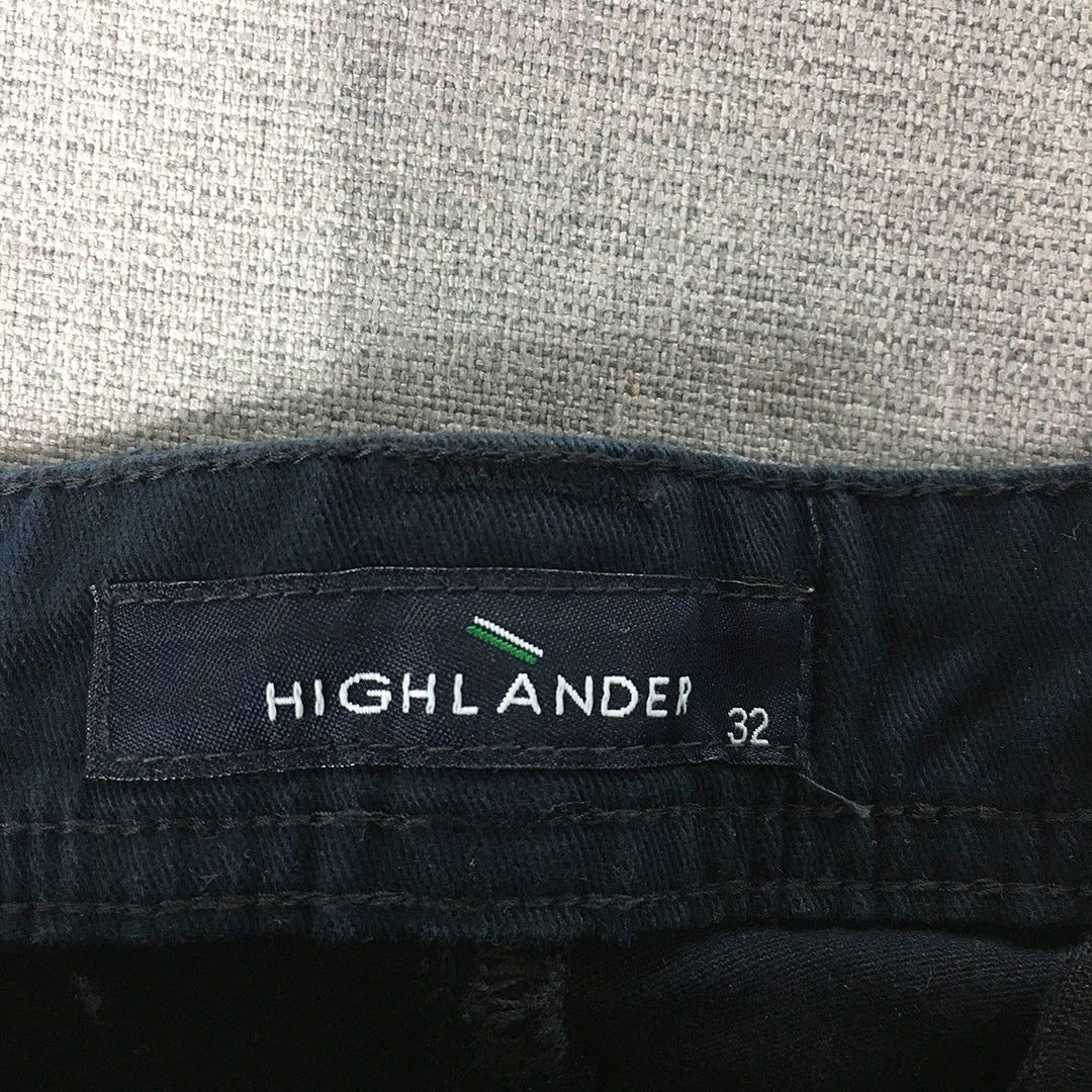 Highlander Mens Cargo Shorts Size 32 Navy Blue Utility Pockets